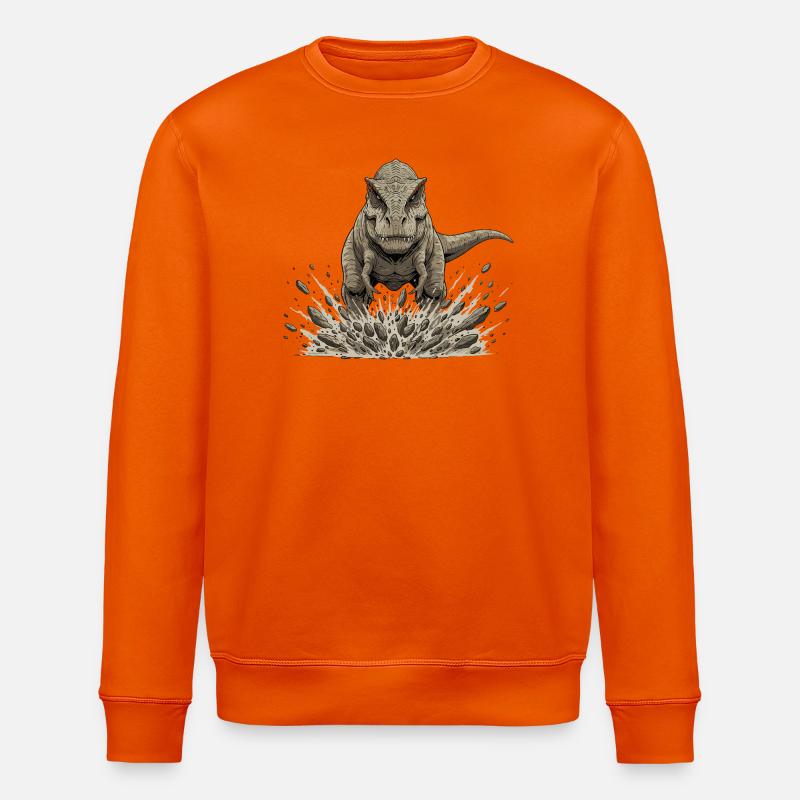 Un T-rex jaillit du sol - Sweat bio ROLLER Stanley/Stella Unisexe - orange profond