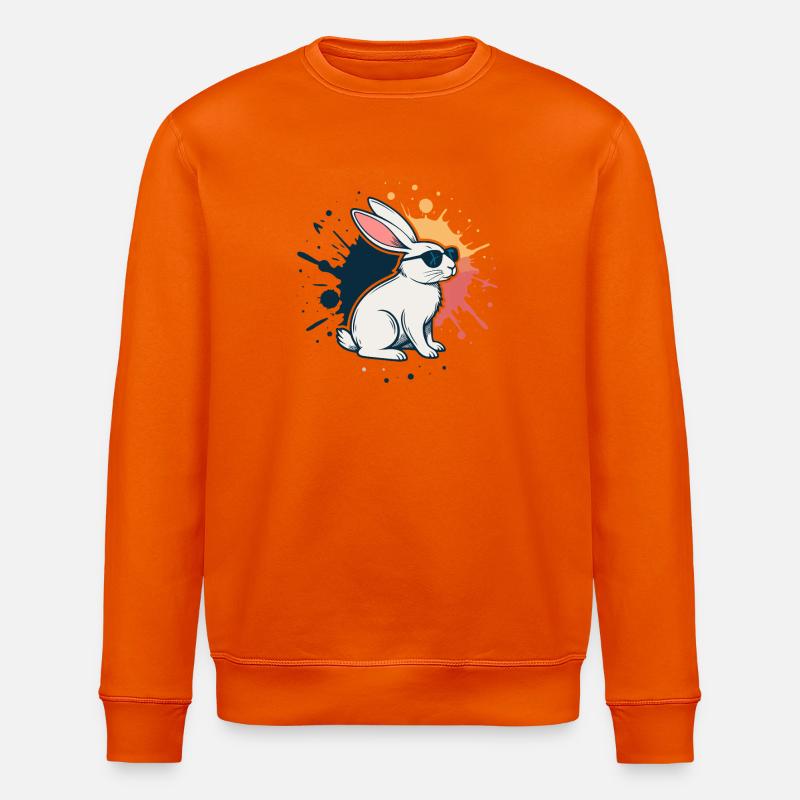 Lapin cool à lunettes et éclaboussures - Sweat bio ROLLER Stanley/Stella Unisexe - orange profond