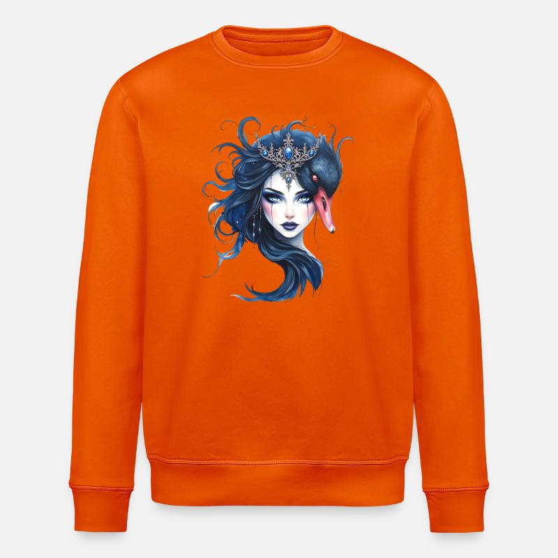 Blaue Königin mit Schwan - Stanley/Stella Unisex Bio-Sweatshirt ROLLER - Tieforange
