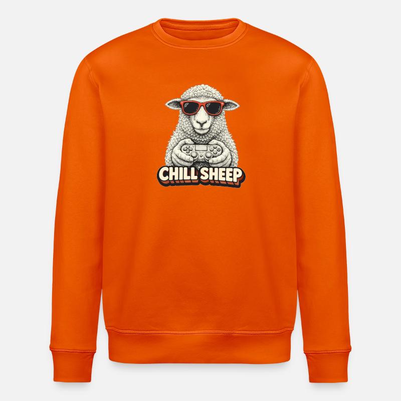 Chill Sheep with Controller - Stanley/Stella ROLLER Unisex Organic Sweatshirt - bright orange