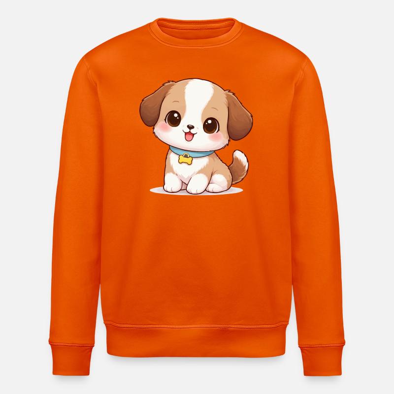 Dog Cute Comic - Stanley/Stella ROLLER Unisex Organic Sweatshirt - bright orange