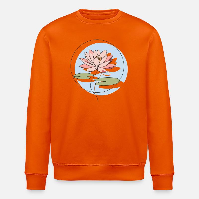 Illustration d’art au trait de nénuphar - Sweat bio ROLLER Stanley/Stella Unisexe - orange profond