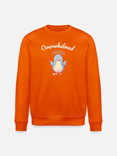 Overwhelmed Bird Cartoon Style - Stanley/Stella ROLLER Unisex Organic Sweatshirt - bright orange