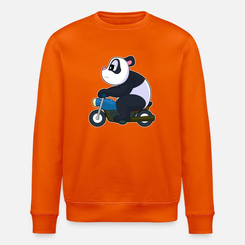 Panda Motorcycle - Stanley/Stella ROLLER Unisex Organic Sweatshirt - bright orange