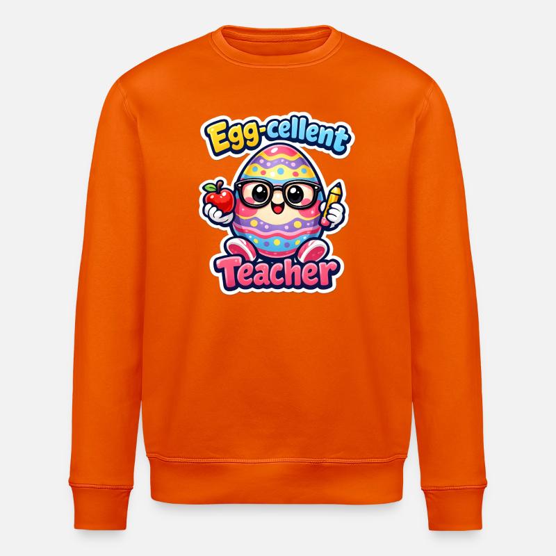 Eggcellent Lehrer Cartoon Osterei  - Stanley/Stella Unisex Bio-Sweatshirt ROLLER - Tieforange