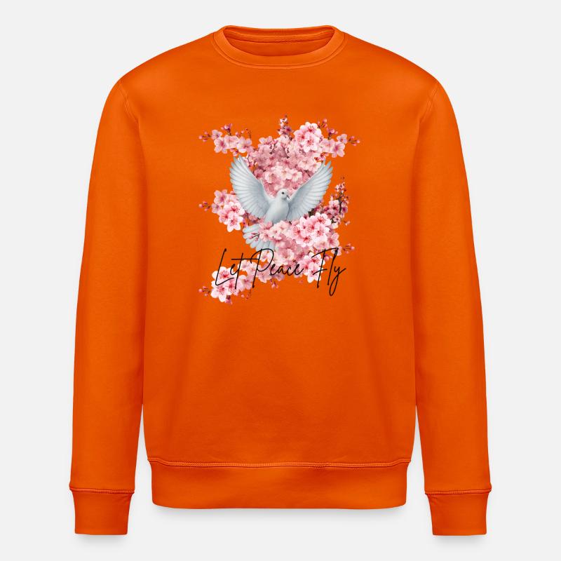 Friedens-Taube vor Kirschblüten - Stanley/Stella Unisex Bio-Sweatshirt ROLLER - Tieforange