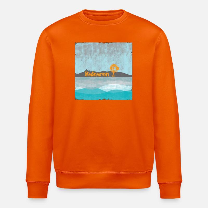 Balearic Coast Windmill Solar Flight - Stanley/Stella ROLLER Unisex Organic Sweatshirt - bright orange