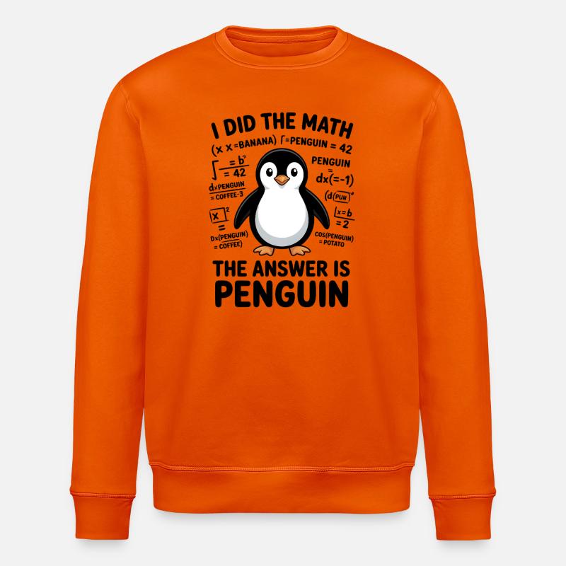 Mathe Sprüche Pinguin Lustiges Mathe Geschenk - Stanley/Stella Unisex Bio-Sweatshirt ROLLER - Tieforange