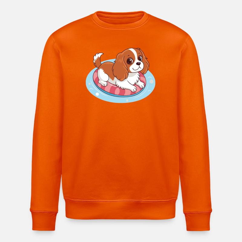 Chiot nageur sur bouée estivale - Sweat bio ROLLER Stanley/Stella Unisexe - orange profond