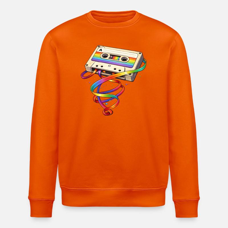 Cassette rétro avec ruban arc-en-ciel - Sweat bio ROLLER Stanley/Stella Unisexe - orange profond