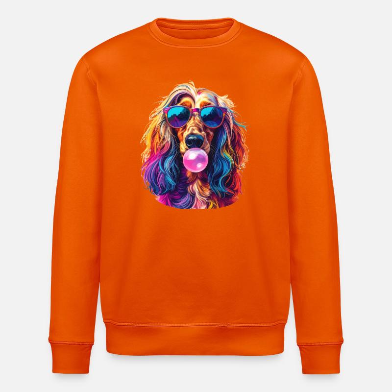Pop-Art Afghanischer Windhund mit Bubblegum - Stanley/Stella Unisex Bio-Sweatshirt ROLLER - Tieforange