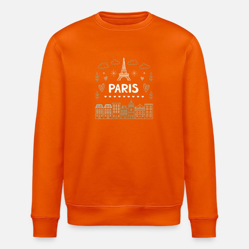 Pariser Eiffelturm-Herzen-Doodle - Stanley/Stella Unisex Bio-Sweatshirt ROLLER - Tieforange