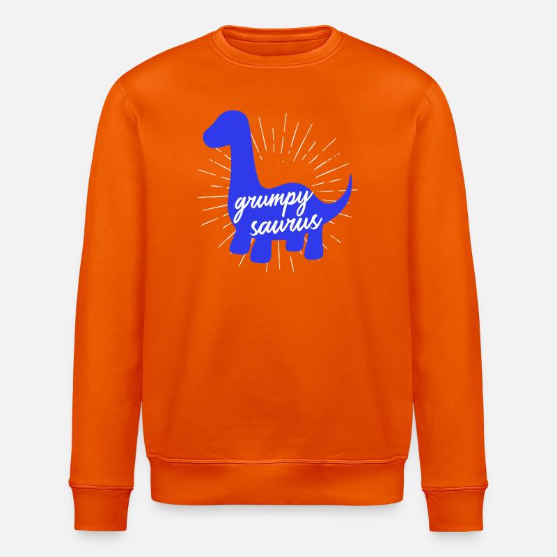 Grumpysaur Funny Dinosaur Brachiosaurus Design - Stanley/Stella ROLLER Unisex Organic Sweatshirt - bright orange