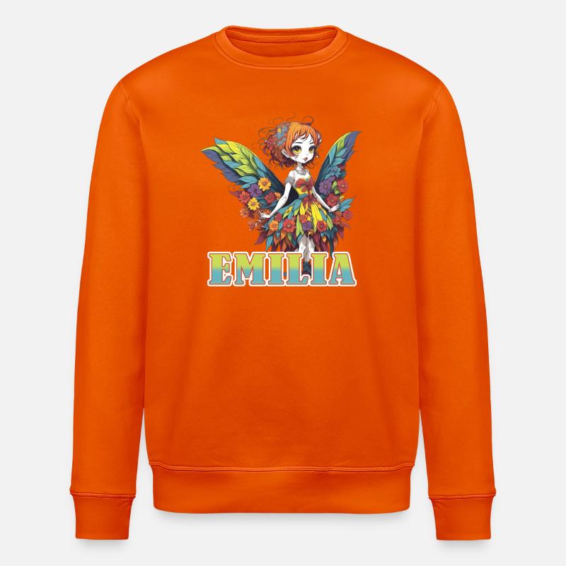 Emilia - Mädchenname - Fee  - Stanley/Stella Unisex Bio-Sweatshirt ROLLER - Tieforange