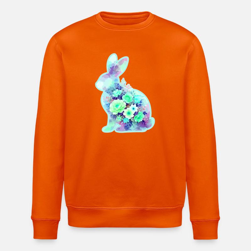 Fleurs aquarelles de lapin à Pâques - Sweat bio ROLLER Stanley/Stella Unisexe - orange profond