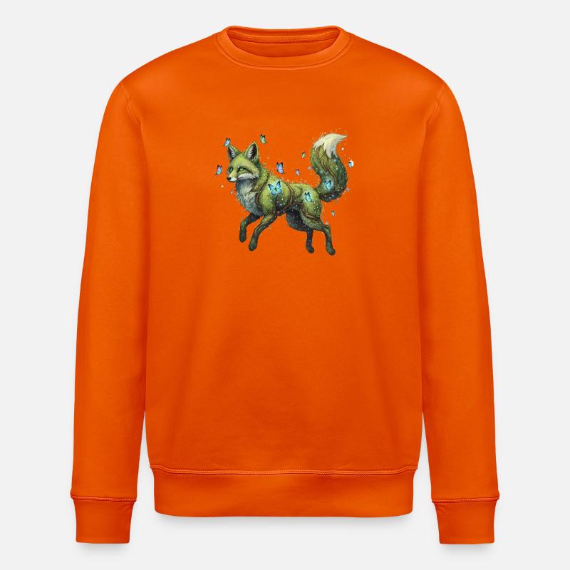Green Fox Magic Butterfly - Stanley/Stella ROLLER Unisex Organic Sweatshirt - bright orange