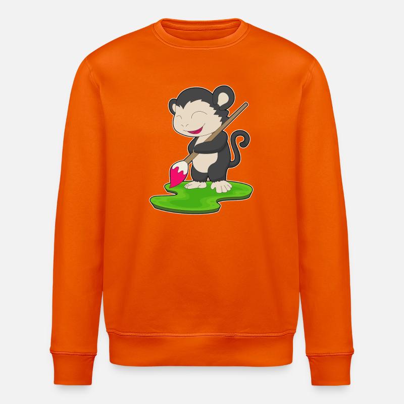 Affe Maler Pinsel Malen - Stanley/Stella Unisex Bio-Sweatshirt ROLLER - Tieforange