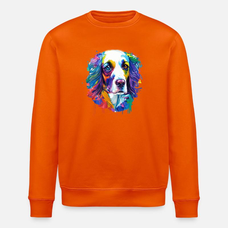 Englischer Springer Spaniel Bunte Spritzkunst - Stanley/Stella Unisex Bio-Sweatshirt ROLLER - Tieforange