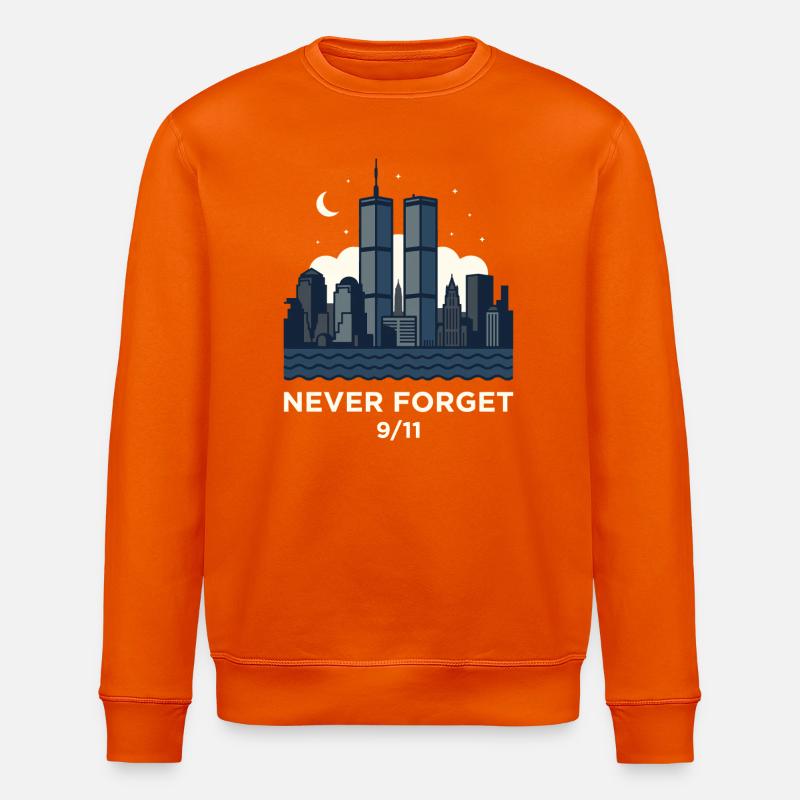 Never Forget 9/11 Skyline Night - Stanley/Stella ROLLER Unisex Organic Sweatshirt - bright orange