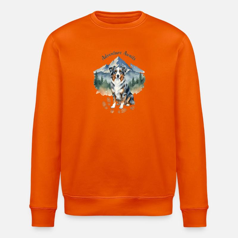 Australian Shepherd Berge Abenteuer - Stanley/Stella Unisex Bio-Sweatshirt ROLLER - Tieforange