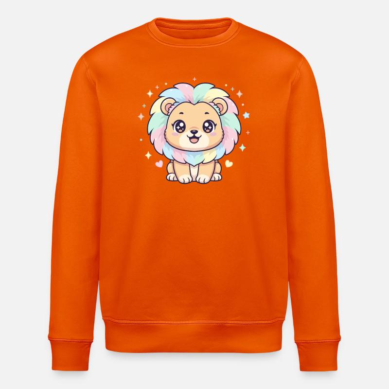 Pastell Löwe mit Regenbogenmähne - Stanley/Stella Unisex Bio-Sweatshirt ROLLER - Tieforange