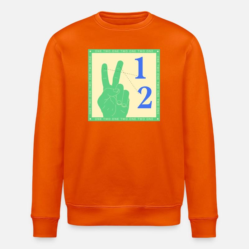 Retro One Two Counting Hand Graphic - Stanley/Stella ROLLER Unisex Organic Sweatshirt - bright orange