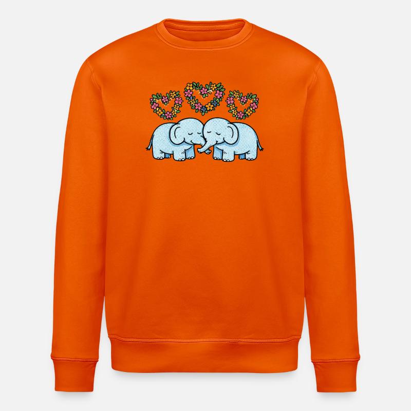 Duo Éléphant Cœurs Floraux - Sweat bio ROLLER Stanley/Stella Unisexe - orange profond