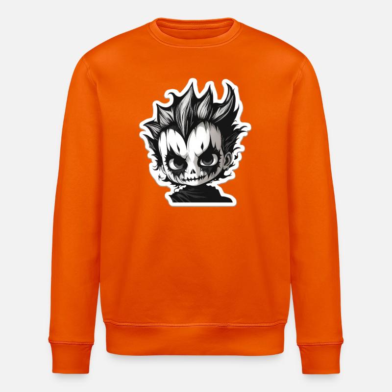 Spiky Skull Chibi - Stanley/Stella ROLLER Unisex Organic Sweatshirt - bright orange