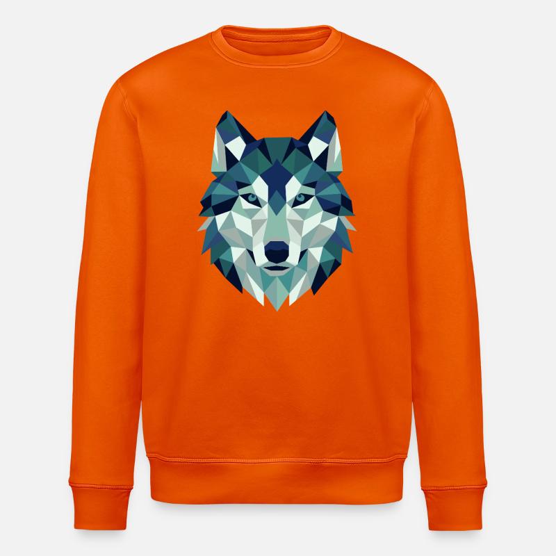 Wolfskopf Polygon Geometrie  - Stanley/Stella Unisex Bio-Sweatshirt ROLLER - Tieforange