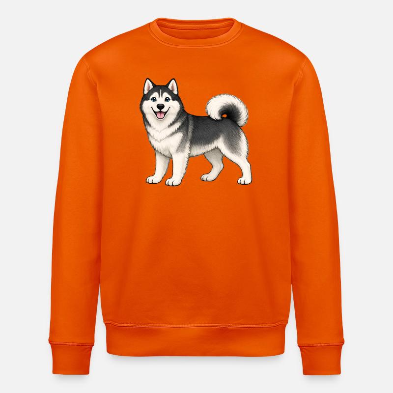 Fröhlicher Husky - Stanley/Stella Unisex Bio-Sweatshirt ROLLER - Tieforange