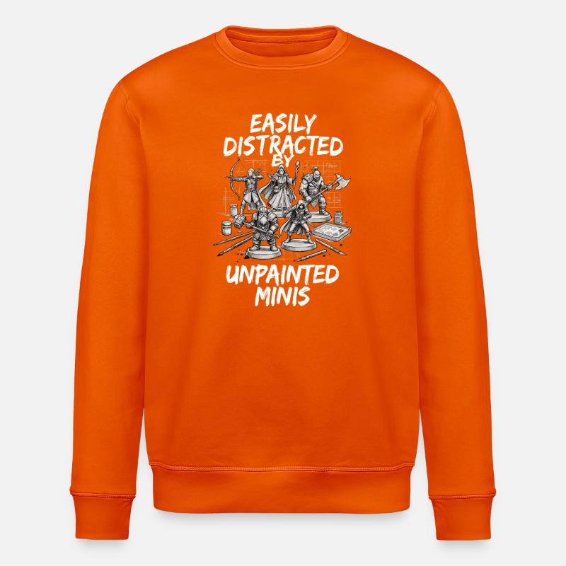 Distracted by Unpainted Minis - Stanley/Stella ROLLER Unisex Organic Sweatshirt - bright orange