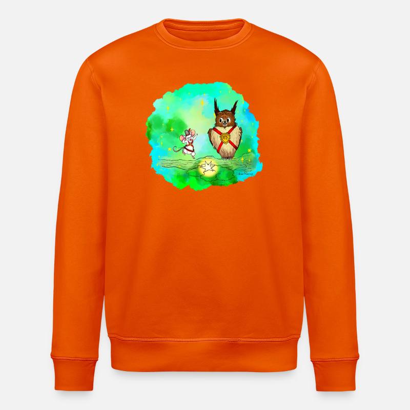 Stern-Sucher Maus und Eule - Stanley/Stella Unisex Bio-Sweatshirt ROLLER - Tieforange