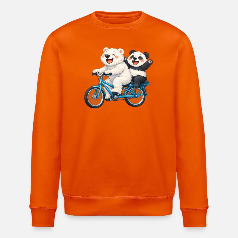Two teddy bears on a bicycle - Stanley/Stella ROLLER Unisex Organic Sweatshirt - bright orange