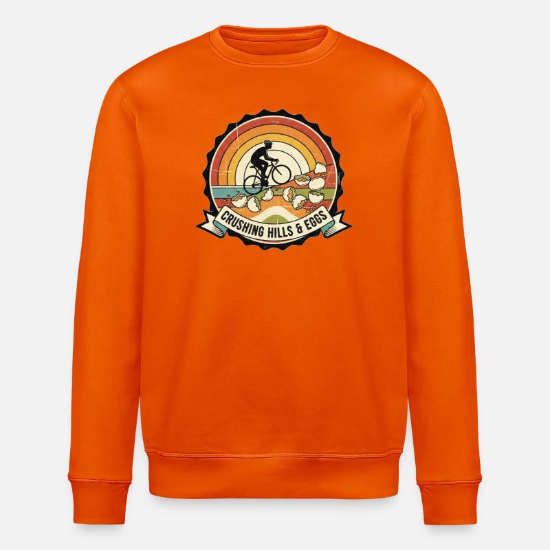 Crushing Hills & Eggs Retro-Radsportabzeichen - Stanley/Stella Unisex Bio-Sweatshirt ROLLER - Tieforange