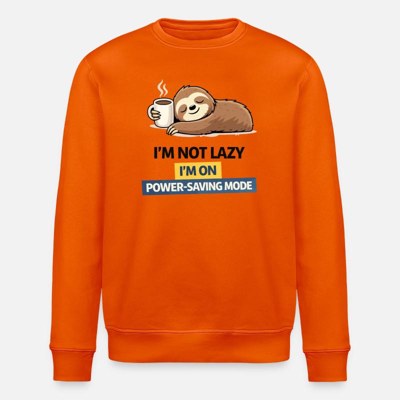 Sloth Power Saving Mode Tee - Stanley/Stella ROLLER Unisex Organic Sweatshirt - bright orange