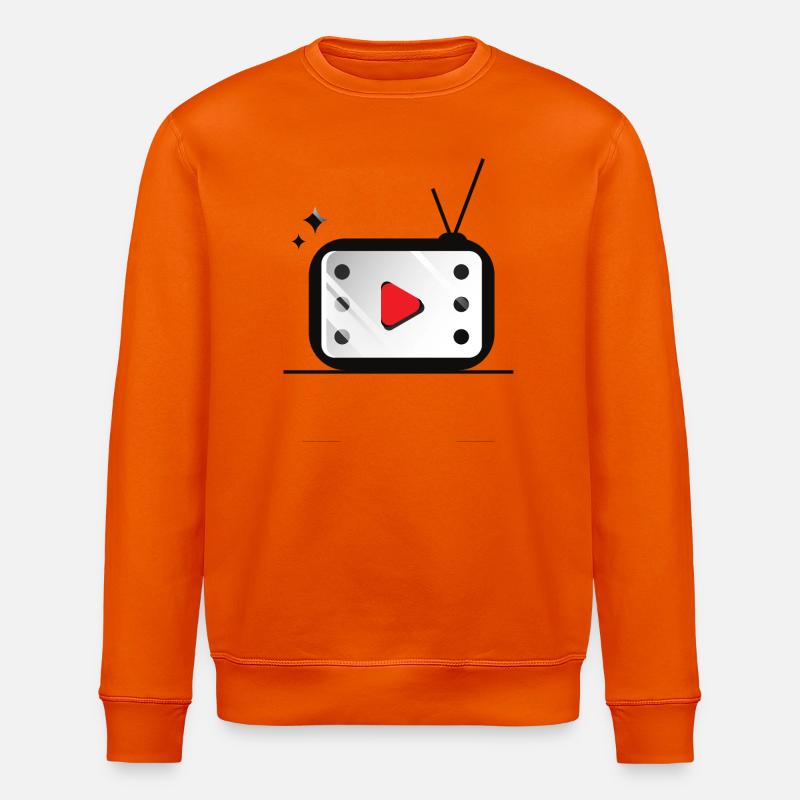 Retro TV Play Button Pattern - Stanley/Stella ROLLER Unisex Organic Sweatshirt - bright orange