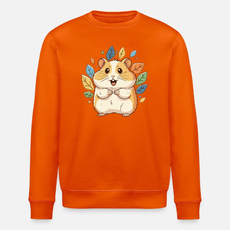 Kuscheliger Hamster mit Herbstblättern - Stanley/Stella Unisex Bio-Sweatshirt ROLLER - Tieforange