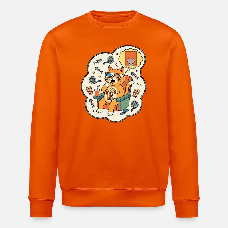 Katzenkino Popcorn Spaß - Stanley/Stella Unisex Bio-Sweatshirt ROLLER - Tieforange