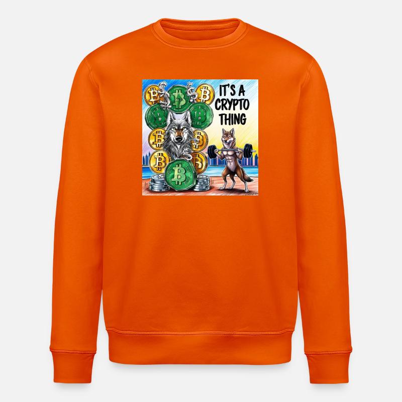 Crypto Wolf and Fox Power - Stanley/Stella ROLLER Unisex Organic Sweatshirt - bright orange