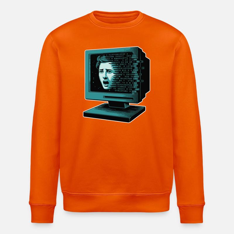Retro-Computer Schrecken-  Retroglitch KI - Stanley/Stella Unisex Bio-Sweatshirt ROLLER - Tieforange