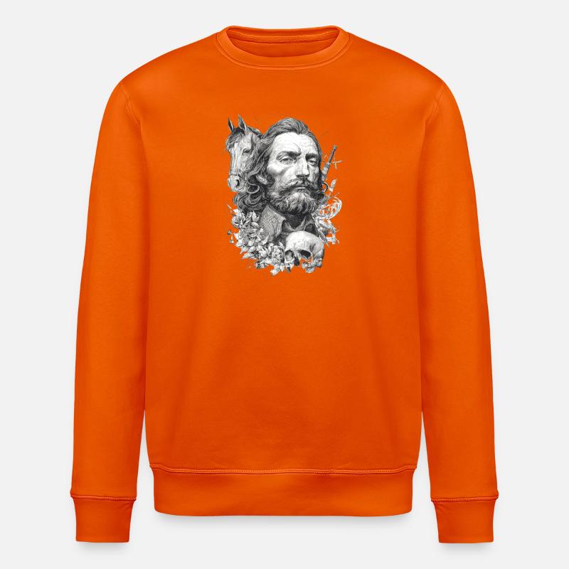 Homme, cheval et crâne - Sweat bio ROLLER Stanley/Stella Unisexe - orange profond