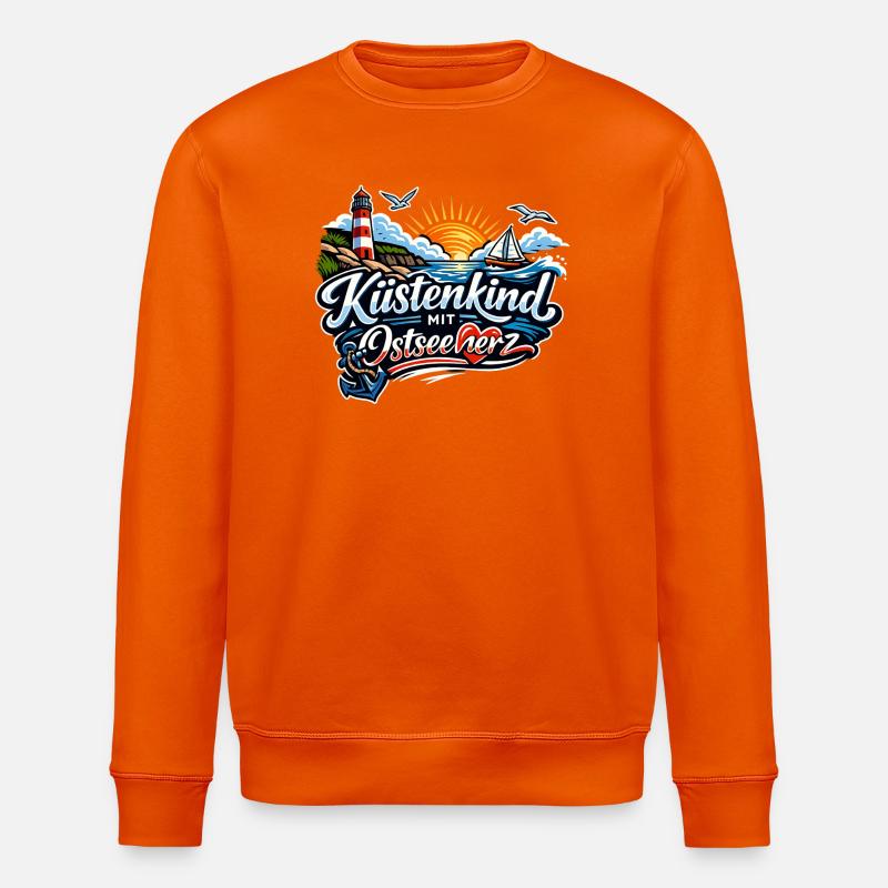 Küstenkind Ostseeherz Design - Stanley/Stella Unisex Bio-Sweatshirt ROLLER - Tieforange