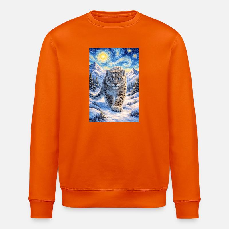 Schneeleopard im Sternenwald - Stanley/Stella Unisex Bio-Sweatshirt ROLLER - Tieforange