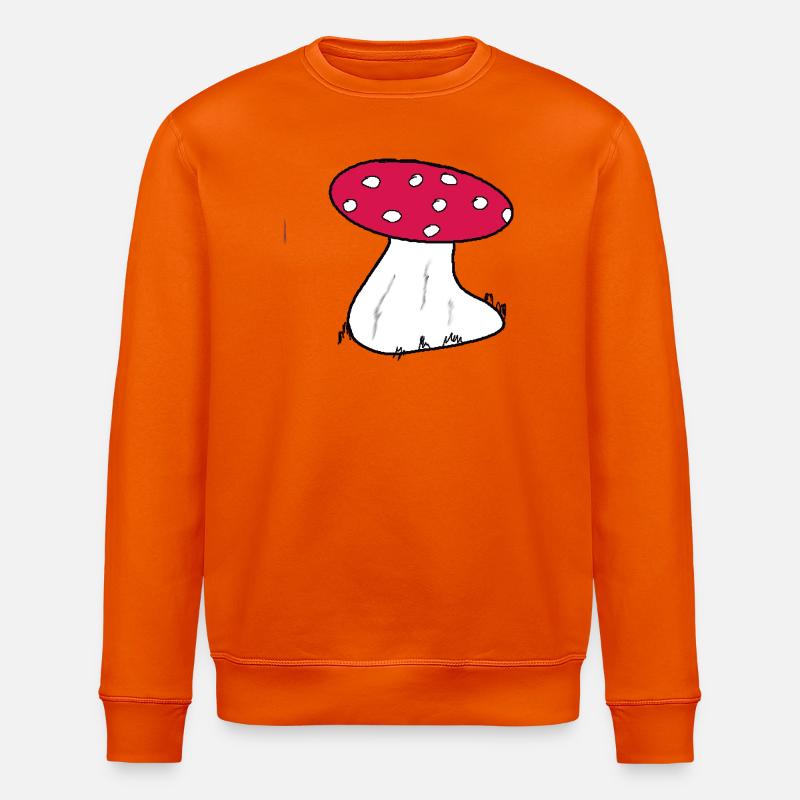 Red Toadstool Cartoon Pattern - Stanley/Stella ROLLER Unisex Organic Sweatshirt - bright orange