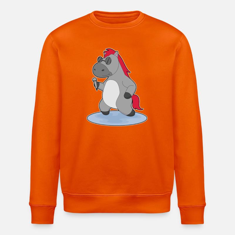 Pferd Sänger Mikrofon Singen - Stanley/Stella Unisex Bio-Sweatshirt ROLLER - Tieforange