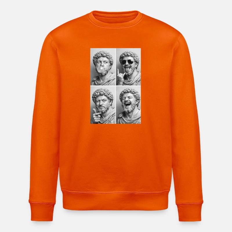 Marcus Aurelius Collage - Stanley/Stella ROLLER Unisex Organic Sweatshirt - bright orange