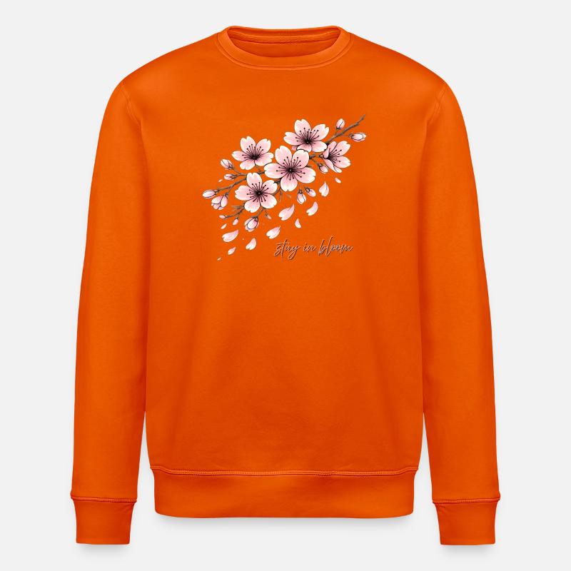 Kirschblüte Kirsche Blüte Cherry Blossom - Stanley/Stella ROLLER Unisex Organic Sweatshirt - bright orange