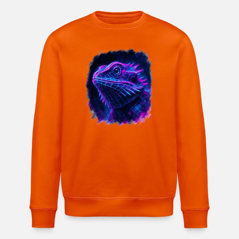 Bearded Dragon Cyberpunk Neon Synthwave - Stanley/Stella ROLLER Unisex Organic Sweatshirt - bright orange