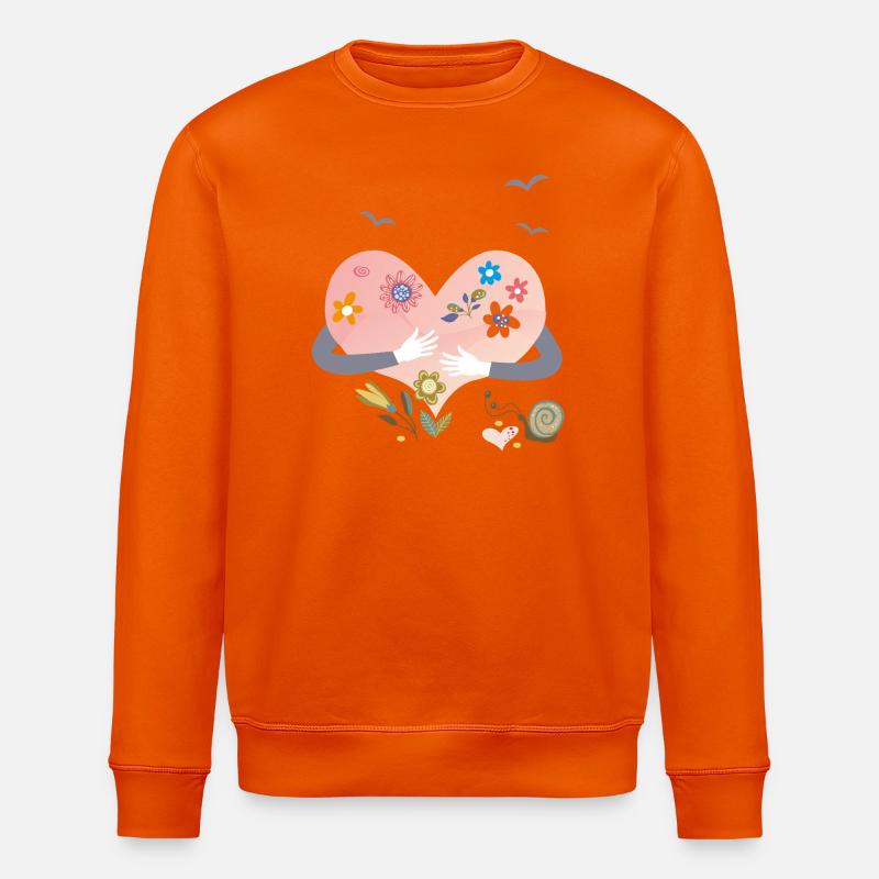 Herz mit Blumen - Stanley/Stella Unisex Bio-Sweatshirt ROLLER - Tieforange