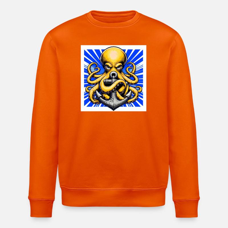 Oktopus umarmt einen Anker - Stanley/Stella Unisex Bio-Sweatshirt ROLLER - Tieforange